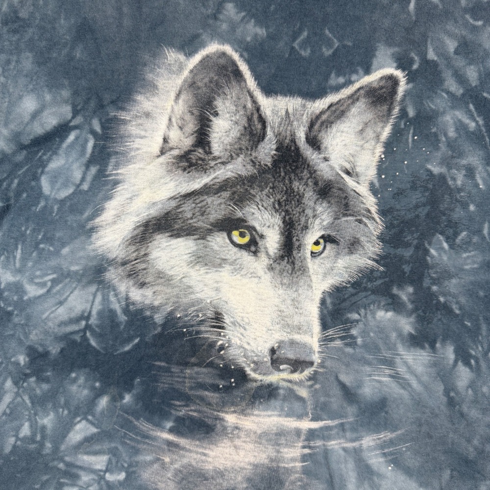 The Mountain Wolf Reflection Tie Dye T-Shirt Mens XL Blue Nature Graphic Tee - Picture 2 of 8